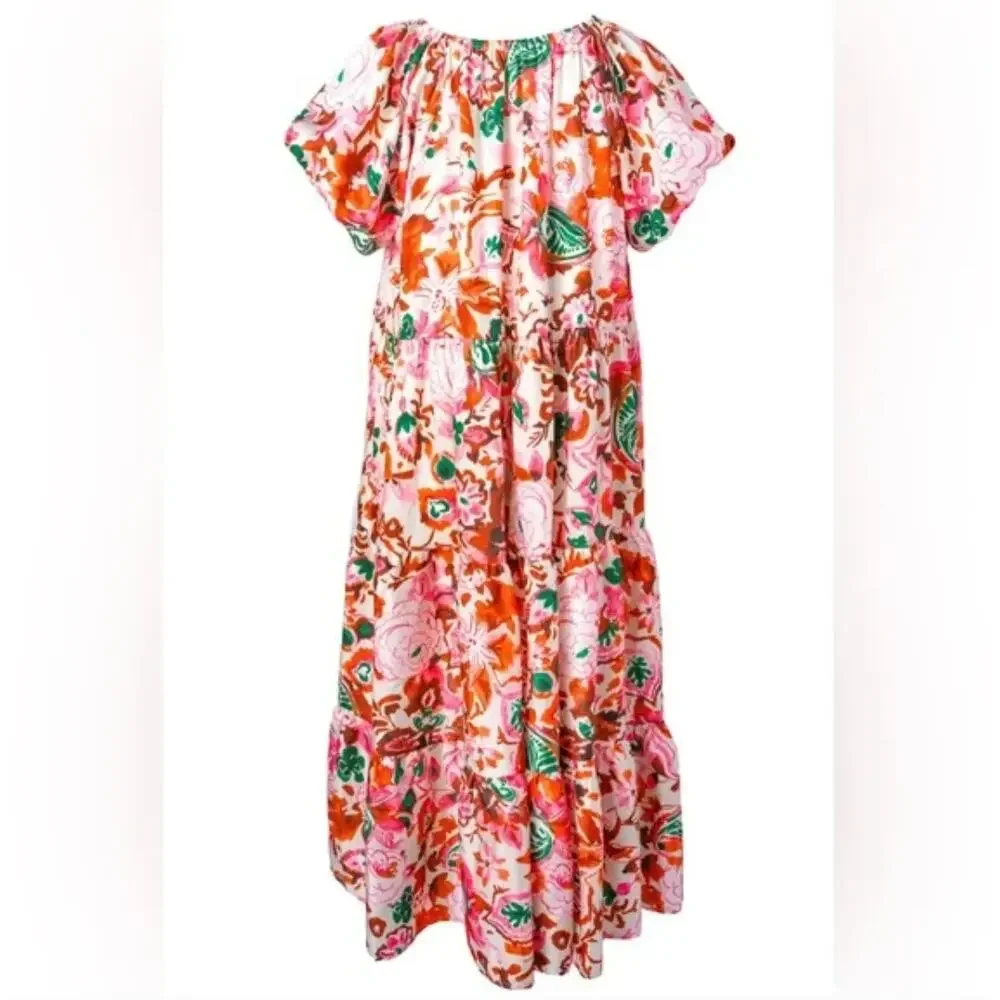 IVY CITY CO Harvey Tent Maxi Dress Pink Cream Red Floral Sz M NWT {DD21} - Picture 8 of 9